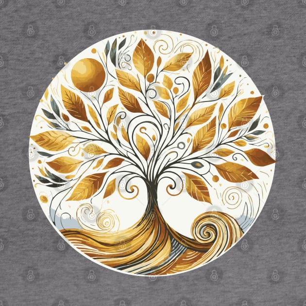 Swirly Gold Tree of Life by Heartsake